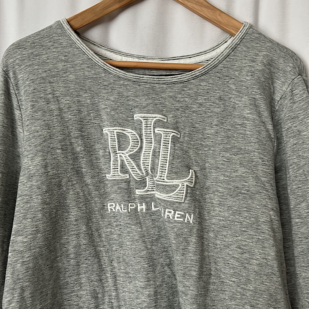 Lauren Ralph Lauren Comfy Gray Long Sleeve Sweatshirt Top **Size L** 🌺🌺 - Picture 3 of 4